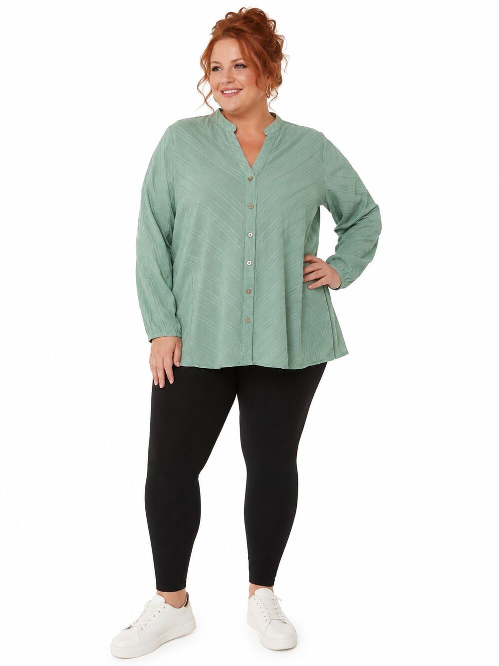 Quizz Woman Stretch Sage Green Tunic Top Business Casual Plus Size 2X